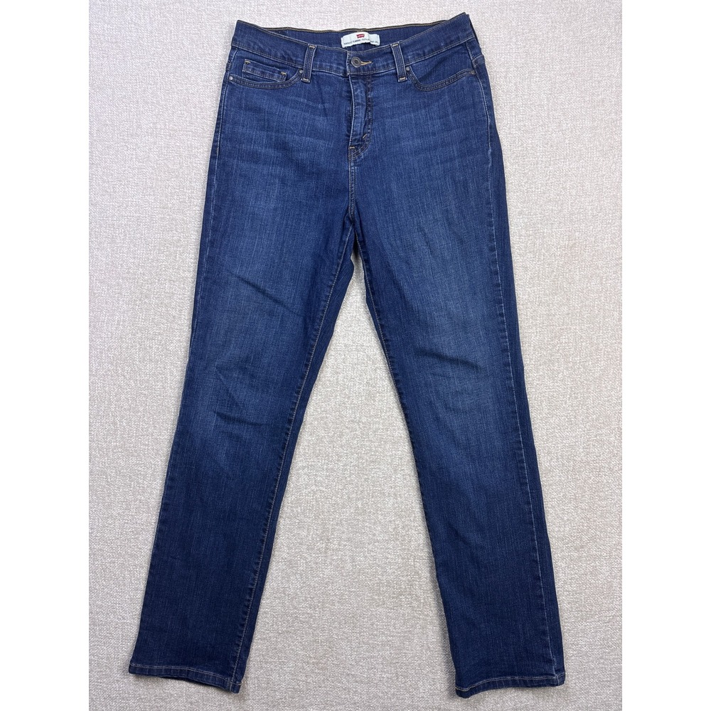 Levis 512 Perfectly Slimming Straight Leg Jeans Dark Wash Studded Pockets 12M